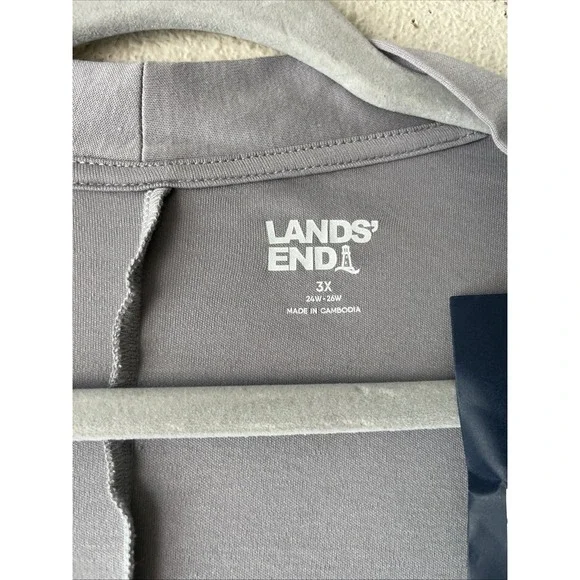 Lands End Open Front Cardigan  Coverup Cotton 3X Gray Long Sleeve Nautical New - Picture 5 of 12